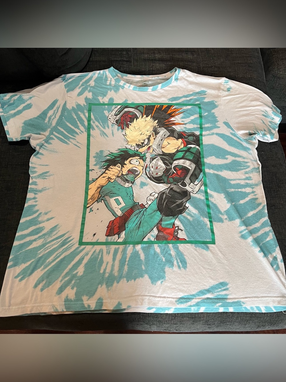 My Hero Academia Tie-Dye Short Sleeve Tee - Aqua/White